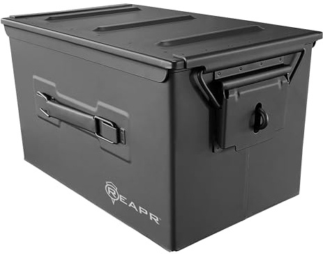 Reapr XL - Caja de municiones de acero resistente con cerradura para 9 mm, 223, 50 cal, caja de almacenamiento militar hermética para herramientas, equipo o municiones, organizador de metal resistente