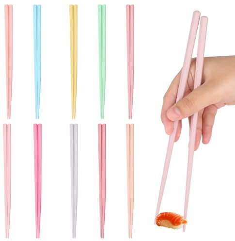 10 paar Buntes Essstäbchen, Wiederverwendbar Fiberglas Stäbchen zum Essen, Rutschfeste Essstäbchen Spülmaschinenfest, 23cm Stäbchen Sechseckige Chinesische Stäbchen für Zuhause Restaurant