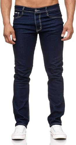 C-iN-C herrjeans byxor normal passform raka ben stonewashed stor storlek män raka jeans. stora storlekar upp till storlek 48, 805-d.blå, 48W