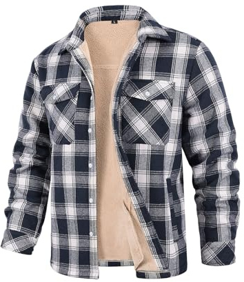 Svanco Chemise Bucheron Polaire Homme en Flanelle Veste Hiver Chaude Bouton Surchemise à Carreaux