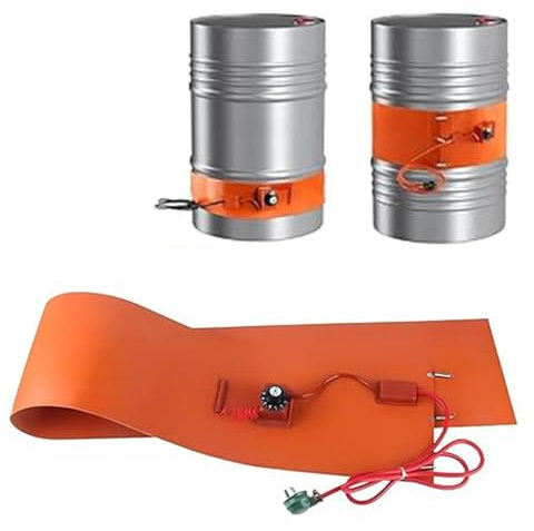 200L 1740 * 250mm 2000w, Riscaldatore per Fusti in Metallo con Riscaldatore in Gomma Siliconica con Termostato Rotante Regolabile A Fascia di Petrolio Industriale Riscaldatore A Secchio