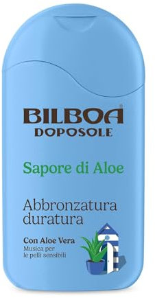 Bilboa, Doposole Sapore di Aloe, Abbronzatura Duratura con Aloe Vera, Musica per le Pelli Sensibili, Dermatologicamente Testato - 200 ml