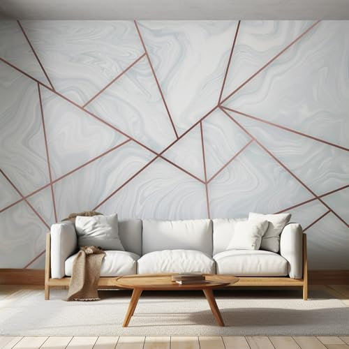 NOGAWA Papier Peint Marbre, Papier Peint Motif Abstrait Géométrique Moderne, Panoramique Décoration Murale Pour Salon, Chambre, Tapisserie Murales Intissé, Wallpaper Mural 150x105cm