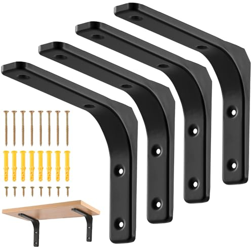 HonQiShiMY 4 Piezas Soportes para Estantes de Pared(20x15x3 cm), Escuadra para Estanterías, Montaje en Pared Pesados para Cocina Libros Estante, Cada par de cargas es de 50 kg