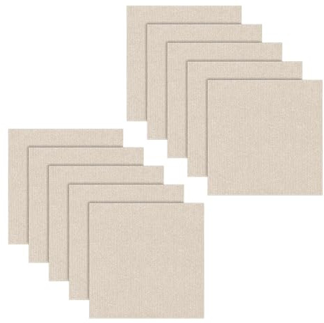 10 Piezas Azulejos para Alfombra Autoadhesivos, 50x50CM Moqueta Adhesiva Suelo Antideslizante Baldosas de Moqueta para Oficina Comercio Plaquetas Suelo Moqueta, Caqui