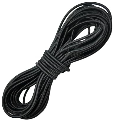UCFBWO 6 mm x 20 m Tendeur Elastique Noir Cordon Corde Elastique Caoutchouc pour Bache Sangle Résistant Sandow Elastique, Cordon Élastique, Cordon en Caoutchouc pour Bâche de Remorque, Camping