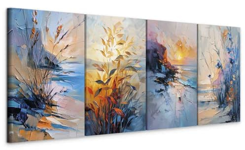 murando - Set di 4 Quadri Moderni Fonoassorbenti Mare e Spiaggia Paesaggio Astratto 160x60 cm (4 pz. 40x60 cm ognuno) - Collage - Quadro Acustico - Pannelli Decorativi per Cameretta c-H-10073-b-a