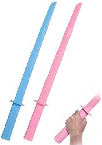 YIPFEN Katana Rétractable Plastique, Lot de 2 Épées Télescopiques Rose & Bleu, Accessoire Fidget Anti-Stress, Modèle de Fantaisie pour Cosplay Déguisement Collection