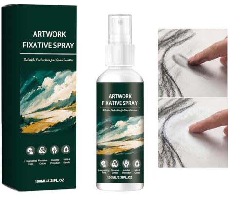 Konstfixativ spray – bearbetbar klar tätning för ritning av pennor, kol, pastell och kritor – vattentät beläggning utan gulning för konservering av konstverk (1 st)