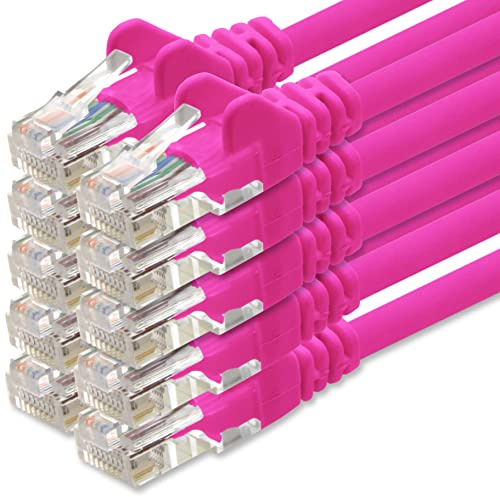 1aTTack.de Câble Réseau Cat6 Cat 6-10x 1m - RJ45 Ethernet LAN DSL Routeur Modem - Magenta