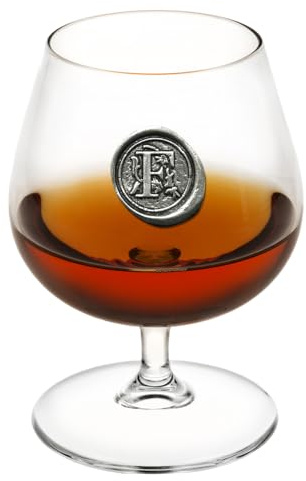 English Pewter Company 14.5oz Brandy Cognac Snifter Glass with Monogram Initial - Personalised Gift with Your Choice of Initial (F) [MON206]