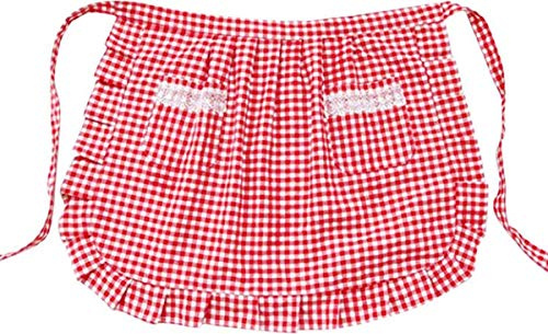 CRB Fashion Womens Waist Pocket Half Bistro Kitchen Cooking Apron (Red)