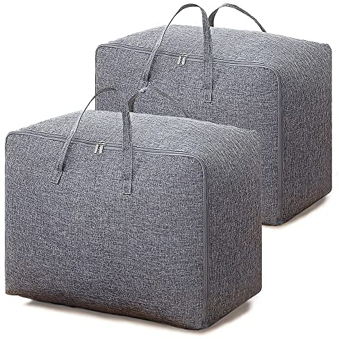 Clothes Storage Bag, Duvet Storage Bags King Size, Storage Bags for Comforters, Clothes, Quilt, Blankets, Bedding, Duvet Bags, Underbed Storage Bags with Zips, Foldable, No-smell,2pcs-75L