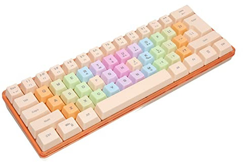 Mekaniskt Tangentbord med 61 Tangenter, 60% Trådbundet RGB-speltangentbord, 9 RGB-lägen, Filmskaft, för Spelkontorsarbete för Bärbar Stationär Dator(Aprikos)