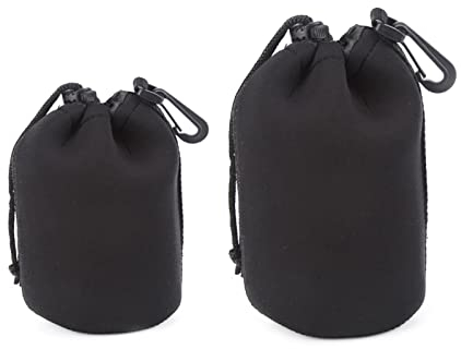 Objektivtasche, Neopren Objektivbeutel, Objektiv Tasche, Kamerazubehör Schutz für Objektiv, Wasserdichte Schutzbeutel für Kamera Objektiv, Zubehör für DSLR-Kameraobjektiv, Schwarz, 2 Größen, 2 Stück
