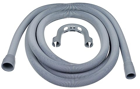 Invero Universal Washing Machine and Dishwasher Replacement Drain Waste Outlet Pipe Hose and Hook Kit - 29mm and 22mm Fitting - Straight Ends with 4 Metre Length Pipe (4m)