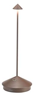 Zafferano, Pina, Lampada da Tavolo Ricaricabile e Senza Fili con Controllo Touch, Adatta per Salotto ed Esterni, Dimmer, 2200-3000 K, Altezza 29 cm, Colore Corten