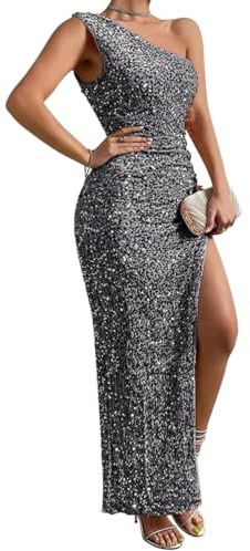 shownicer Robe de Soirée Longue Femme sans Manches Dos Nu Couleur Unie Robe Maxi Bretelles Cocktail Party Dress A Gris Foncé S
