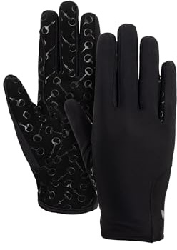 HORZE Guanti da equitazione per bambini, con stampa in silicone, colore nero, 4