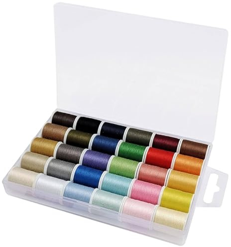 30 Color All-Purpose Polyester Sewing Thread Set – 1,350m Total, 45m (50 Yards) Per Roll – Suitable for Hand and Machine Sewing – Includes Black and White Sewing Threads