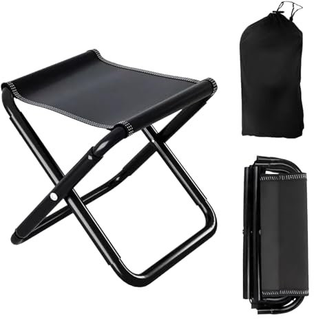 Vauki Tragbarer Klapphocker - Leichter Klapphocker Tragbar mit Tragegriff | Camping Hocker faltbar (30x30x31 cm) für Garten, Wandern & Picknick | Kompakt mit Aufbewahrungsbeutel (400D Oxfordstoff)