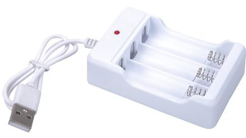 Caricabatteria AA - Ricaricatore per batteria alimentato da USB, slot di ricarica individuali | Caricatore NIMH portatile con display LED, dock di ricarica AA compatto, stazione batteria USB re