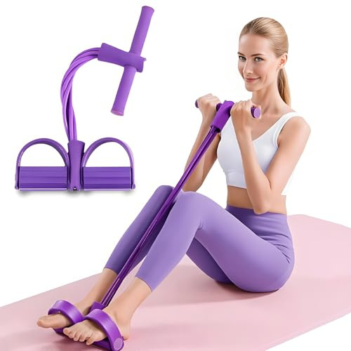 JunD Corde de Tension Multifonction 6 Tubes – Bande de Résistance/Élastique Musculation avec Pédale Sit-Up Abdominaux pour la Maison Jambes Bras Fessiers NBR Mousse