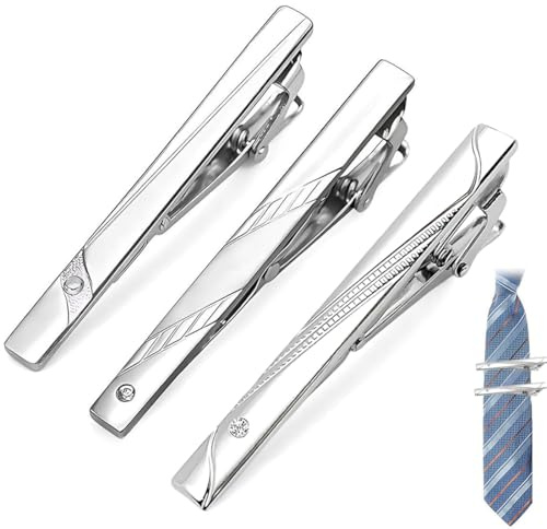 Pasador de Corbata, Set de 3 Pasadores de Corbata para Hombre, para Ocasiones Especiales, Ideal para Bodas, Negocios, Aniversarios y Uso Diario, Mejor Regalo para Esposo y Padre