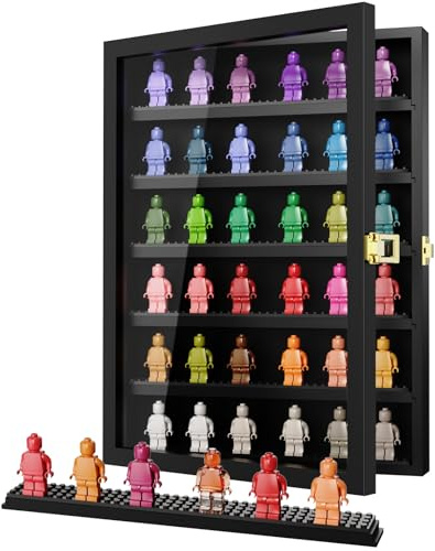 TJ.MOREE 6 Tier Minifigure Display Case for Collectibles, Mini Figure Display Case Wall Mount, 12.3 x 16.7 inches, Gift for Collectors, Black