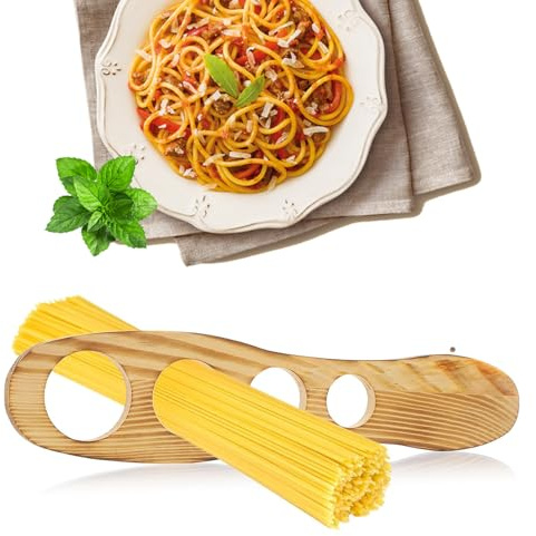 Wooden Spaghetti Measure Tool, Beech Wood Pasta Measure Tool with 4 Portion Holes, Spaghetti Measurer for Quick Portion Control, Noodle Measuring Tool Kitchen Gadgets, Pasta Measurer Cooking Gift