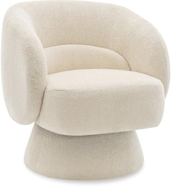 Fauteuil pivotant en tissu bouclette Franklin - 74 x 75 x 75 cm - Beige