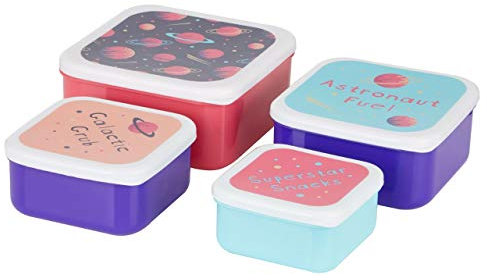 Mimo Set of 4 Space Design Lunch Boxes Designed for Kids