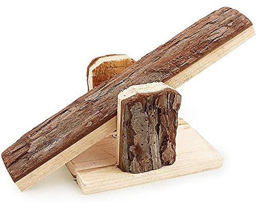 ANCLLO Plataforma de madera natural para animales pequeños hámster gerbil ardilla ratón ejercicio jugar dientes masticar