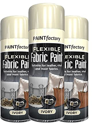Classic Signature 3 x Flexible Fabric Ivory 200ml /1x Pair of Disposable Gloves, Spray Paint Leather Vinyl Textile Clothes Fast Drying by Swiss Signature