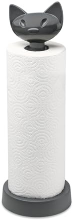 Koziol MIAOU Küchenrollenhalter | stehend, Universalhalter, stabil, originelles Design | biozirkulärer Kunststoff | Küche, Haushalt (Nature Ash Grey)