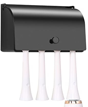Porte-Brosse à Dents, Acier Inoxydable 304 Auto-adhésif Mural Anti-poussière Support pour Organisateur de Rangement pour Brosse à Dents(Noir, 4 Emplacements)