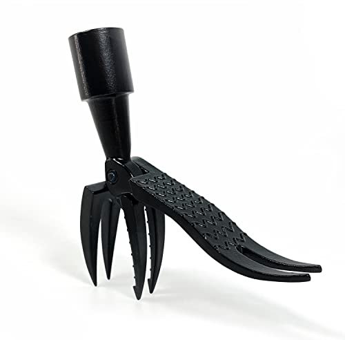 OOir onOO Manual Stand Up Weed Puller Head Replacement Tool, 4-Claw Steel Head Design, Black