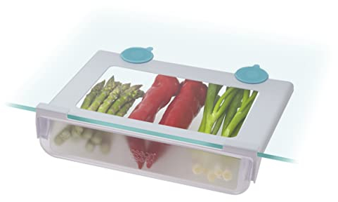 Joseph Joseph FridgeStore : organiseur de tiroirs de rangement peu encombrant sous une étagère, sans BPA, Transparent / Blau