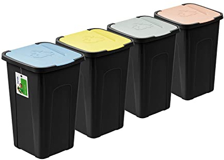 PAFEN stor soptunna 50l med lock - set med 4 sopkärl 550 x 365 x 370mm - soptunna för separering av soptunna sopsamlare sopsamlare