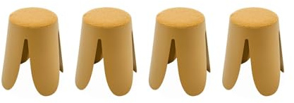 Alice's Home - Set de 4 tabourets empilables moutardes. Bouclette texturée. Niki. Ø30 / 44 x H46cm