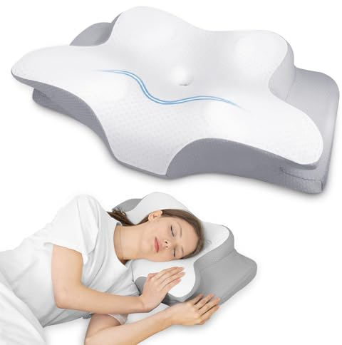 HOMCA Nackenkissen Kopfkissen, Memory Foam Ergonomisches Kopfkissen 3D-Kühlung Kissenbezug für die Rücken-, Seiten- oder Bauchlage, 62 x 41 x 11/13cm