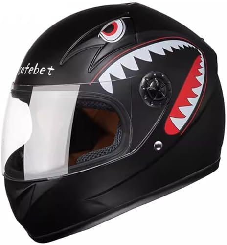 Casco Moto per Bambini Casco Integrale da Moto con Visiera Parasole Casco Carino Scooter Light Ciclomotore Caschi Jet per Bambini e Bambine B,52-54CM