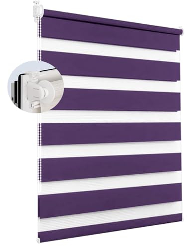 Verdunkelungsrollo Klemmfix ohne Bohren 105 x 110 cm Hitzeschutz, Sichtschutz Duo Rollo Jalousie Größe und Farbe wählbar für Tür & Fenster, Lila