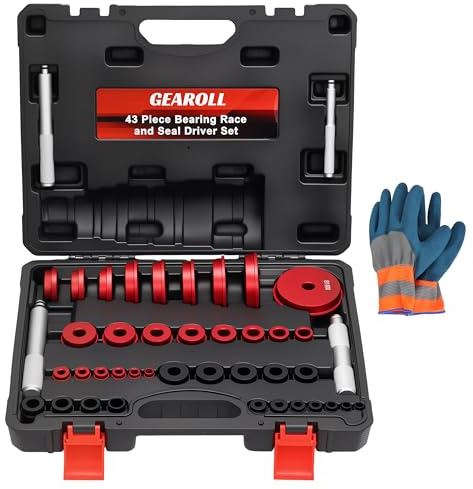 GEAROLL Bearing Press Kit, Bearing Race and Seal Driver Set, Bearing Race Punch Set with Seal Driver and Bearing Adapters, Bearing Seal Driver Kit (43 Piece Bearing Press Kit)