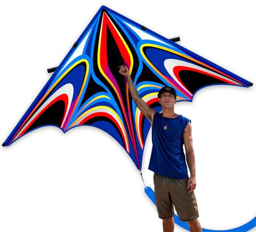 SGftre Großer Delta-Leichter Winddrachen für Kinder & Erwachsene, Einfach Steuern am Strand oder Outdoor – Ideal für Familien-Spaß (Power Triancle-Blue, 2.8M Large)