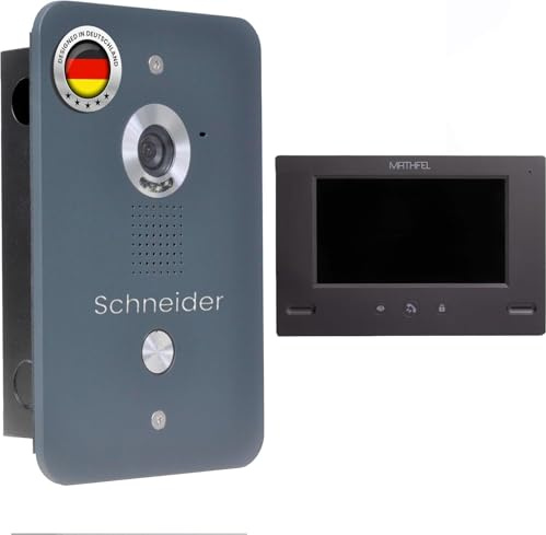 Mathfel Video Türsprechanlage mit Kamera und Türöffner, 7'' Farbmonitor, 4-Draht-Technik - Türklingel mit Kamera, Gegensprechanlage mit Türöffner