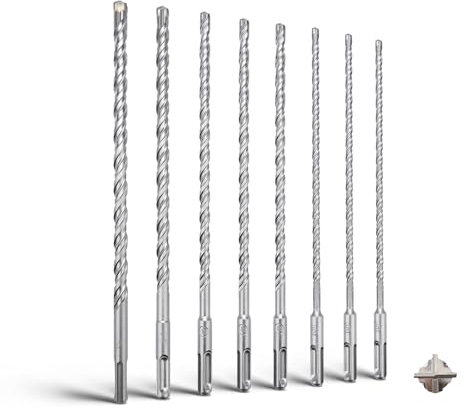 MOXPIFY 260 mm SDS Plus Drill Bit Set Diameter 3 x 6 mm, 3 x 8 mm, 10 mm, 12 mm Set for Concrete and Masonry (7 Pieces)