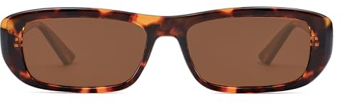 SOJOS Gafas de sol polarizadas rectangulares retro para mujer, estrechas, cuadradas, UV400, SJ2351, Tortuga oscura, small
