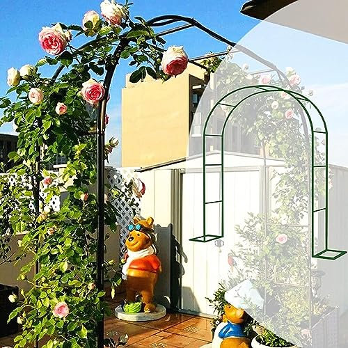 Grand arc de rose avec cadre en acier, treillis pour plantes grimpantes, arc décoratif de jardin en métal avec base, lierre végétal pour mariage extérieur, noir, 2,4 m x 2,2 m