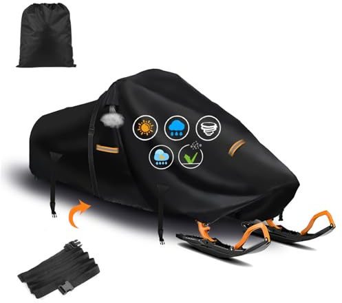 Snowmobile Cover,Heavy Duty 900D Oxford Fabric Sled Ski Cover with 2 Windproof Buckles,Air Vents,Universal Trailerable Snowmobile Storage Cover ,Fit for Most Snowmobiles.